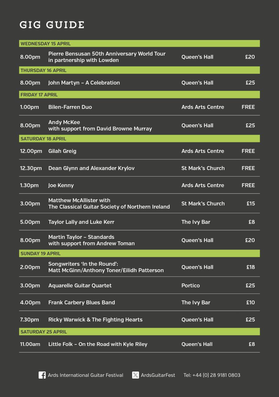 Ards International Guitar Festival 2026 Gig Guide