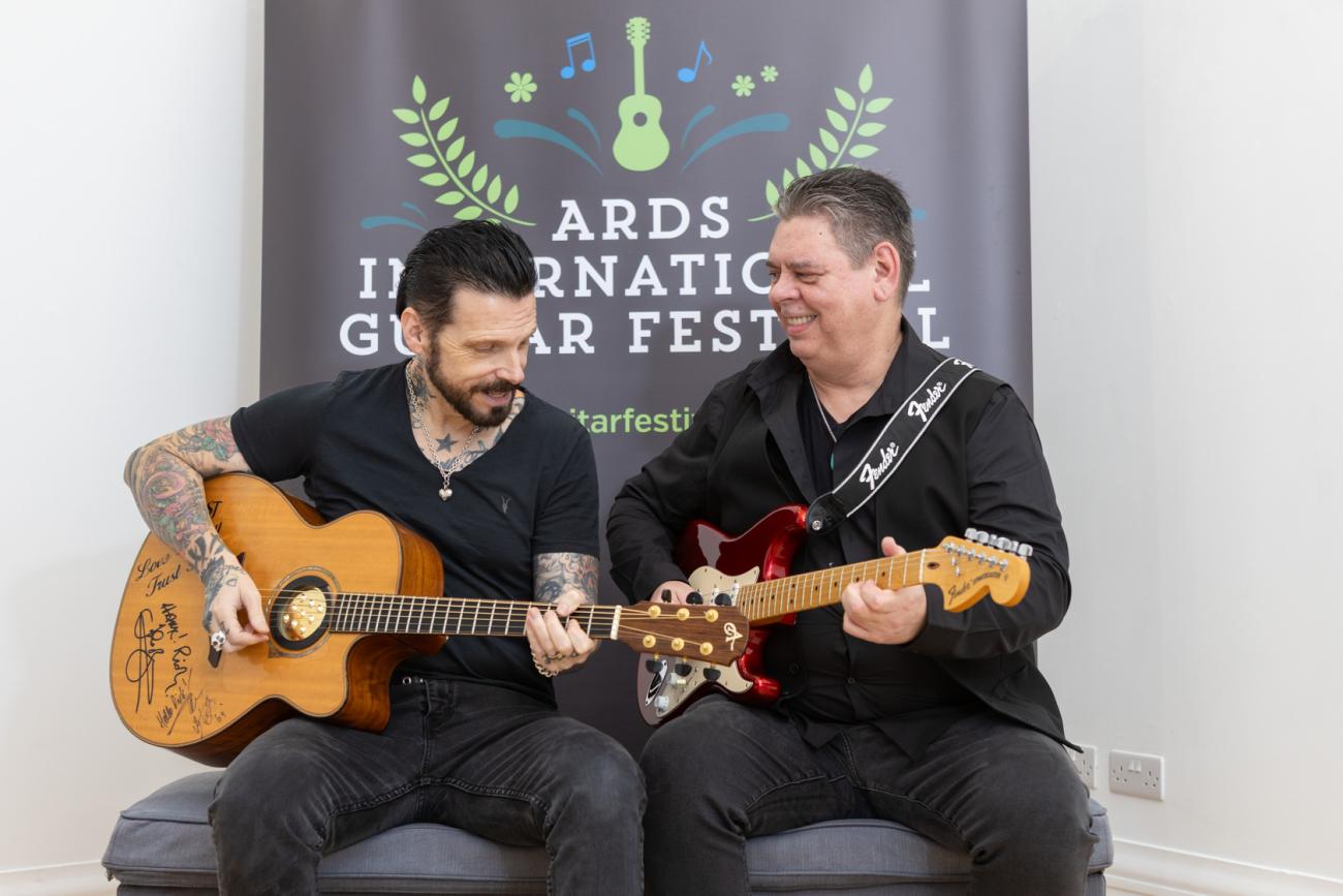Ricky Warwick and Frank Carbery playing guitar for Ards International Guitar Festival